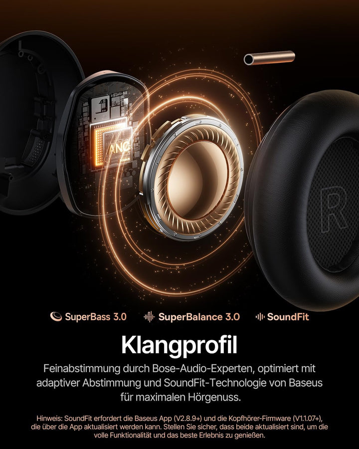 Baseus Inspire XH1 Over-Ear Kopfhörer mit Noise Cancelling -48 dB, Sound by Bose, Cloud-Komfort, Dol
