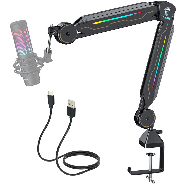 Gaming Mikrofon Arm mit RGB Licht TONOR Mikrofonarm Leuchten Touch verstellbar, Mikrofonhalter mit 1