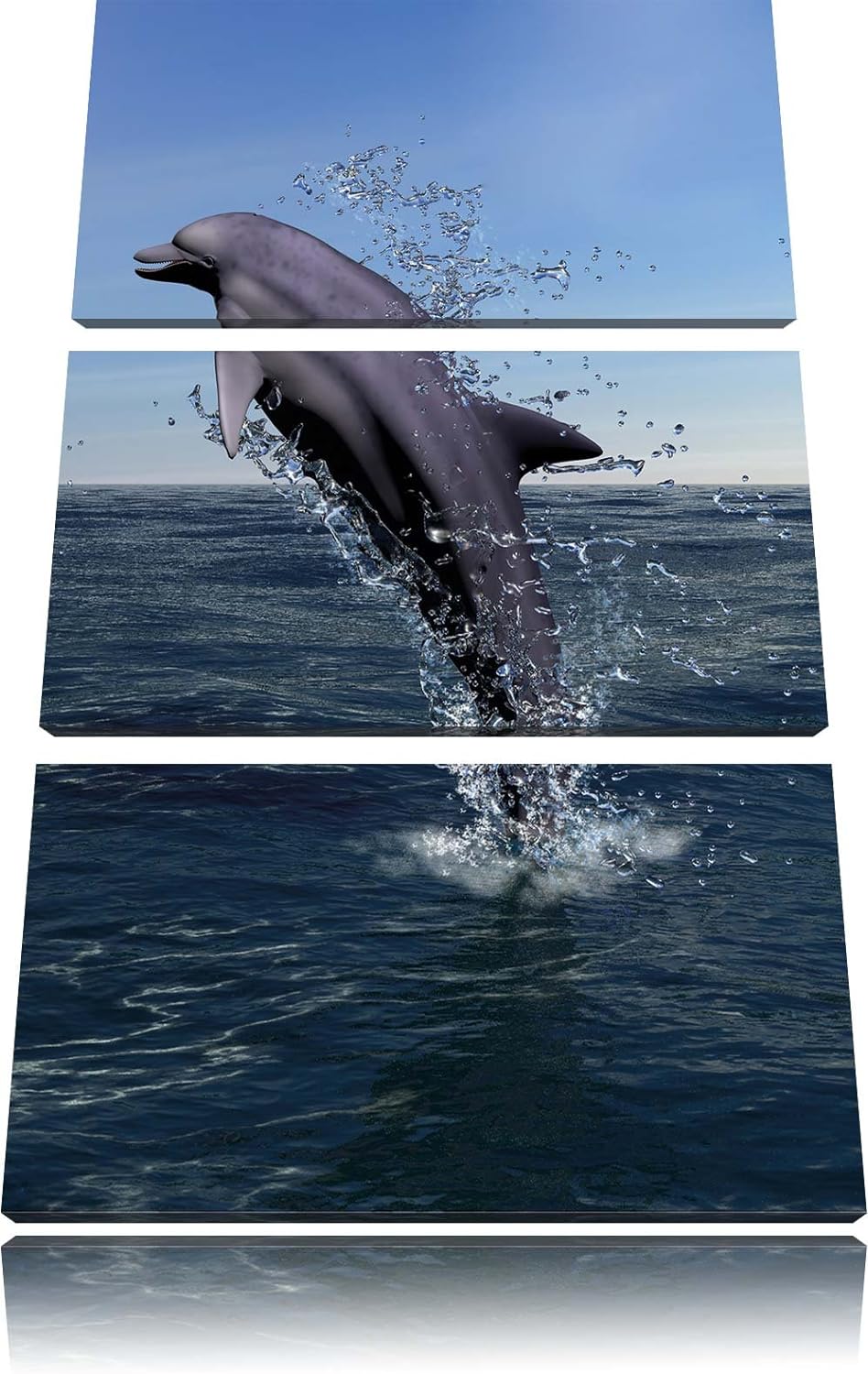 Delphin Sprint im Meer 3-Teiler Leinwandbild 120x80 Bild auf Leinwand