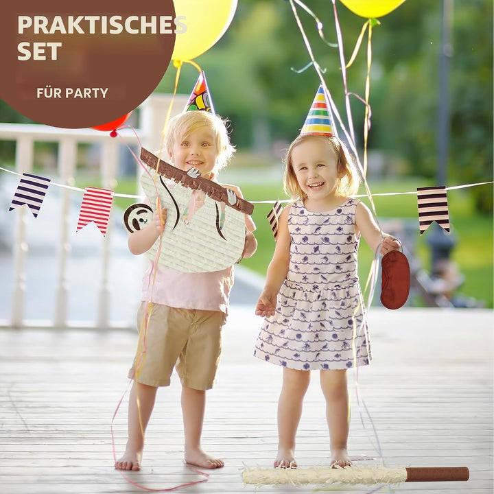 Faultier-Pinatas-Set mit Augenbinde und Fledermaus (42 x 32 x 10 cm), perfekt für Geburtstagsfeiern,