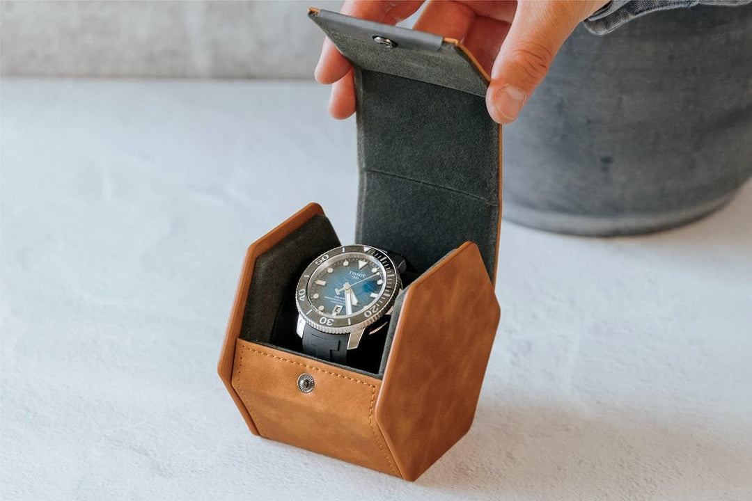 CASE ELEGANCE Schutzhülle für Uhrenrollen mit 1 Fach – Premium-Uhren-Organizer mit veganem Leder – v