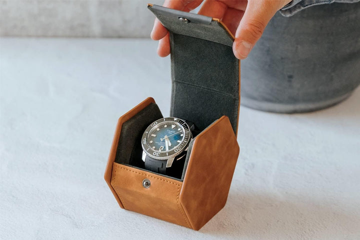CASE ELEGANCE Schutzhülle für Uhrenrollen mit 1 Fach – Premium-Uhren-Organizer mit veganem Leder – v