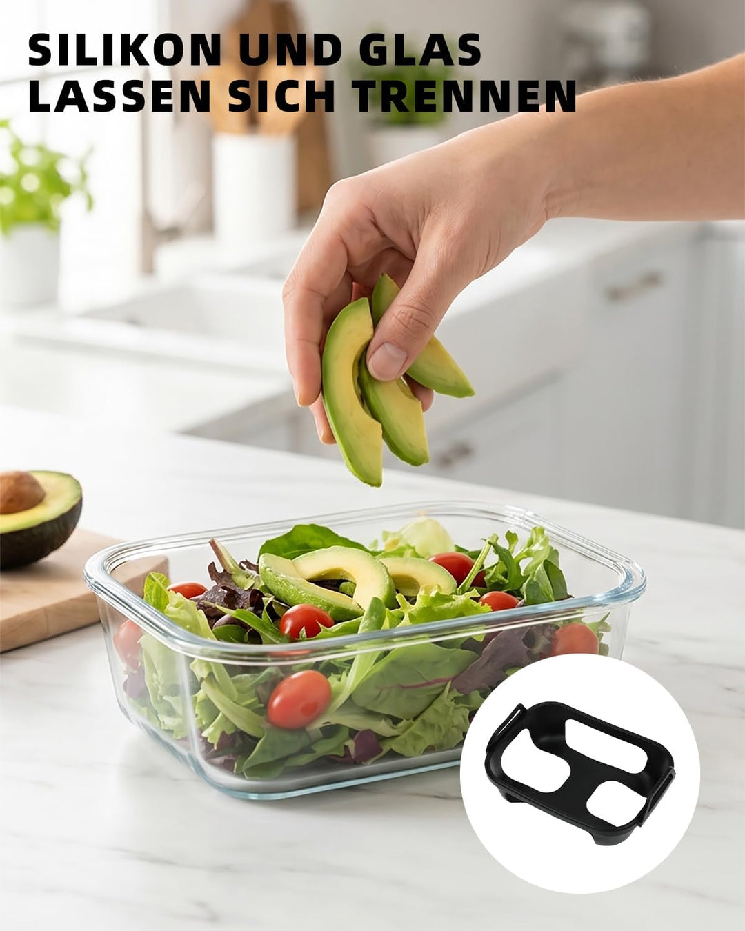 2 Stück Auflaufform Airfryer, Glas Heissluftfritteuse, BPA-frei, 2 Kammern