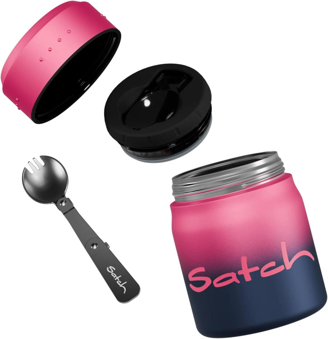 Satch Thermo Lunchbox 500ml, auslaufsicher, isoliert, mit Gabel-Löffelkombination Pink Graffiti - Pi