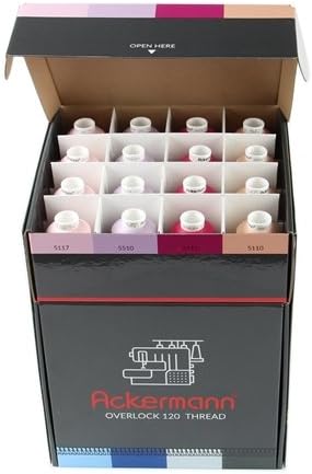 Ackermann Bauschgarn/texturiertes Garn 64x 1000m (Kone) Sortiment, Farbenmix, Garn für Overlock und