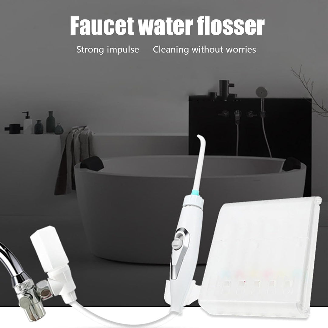 Mundspüler, nicht elektrisch, Munddusche mit Wasserhahn, nicht elektrisch, oraler Irrigator mit 6 Dü