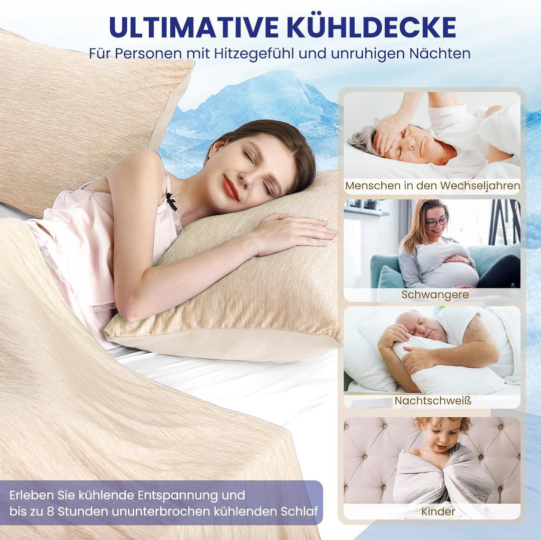 Elegear Kühldecke 200 x 220cm, Japanische Arc-Chill 3.0 Q-Max>0,5 Kühlfasern 2in1 Selbstkühlende Som