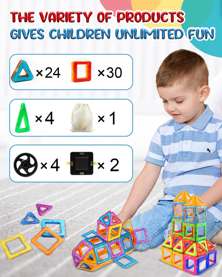 LIVEHITOP Magnetische Bausteine, 65 Teiles Magnet Bausteine für Kinder Pädagogische Konstruktion Spi