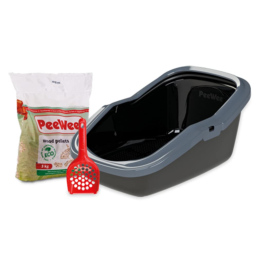 PeeWee EcoMinor - Katzentoilette - Starter-Paket Schwarz Schwarz-Anthrazit, Schwarz-Anthrazit