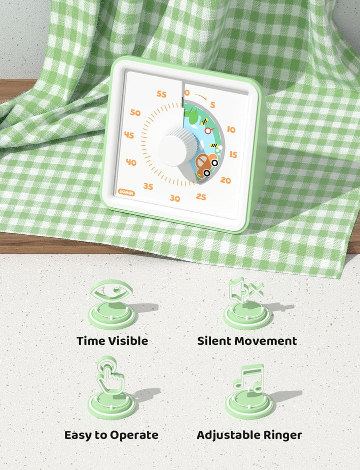 LIORQUE Visueller Timer für Kinder, 60 Minuten visueller Countdown-Timer für Klassenzimmer, Kochen u