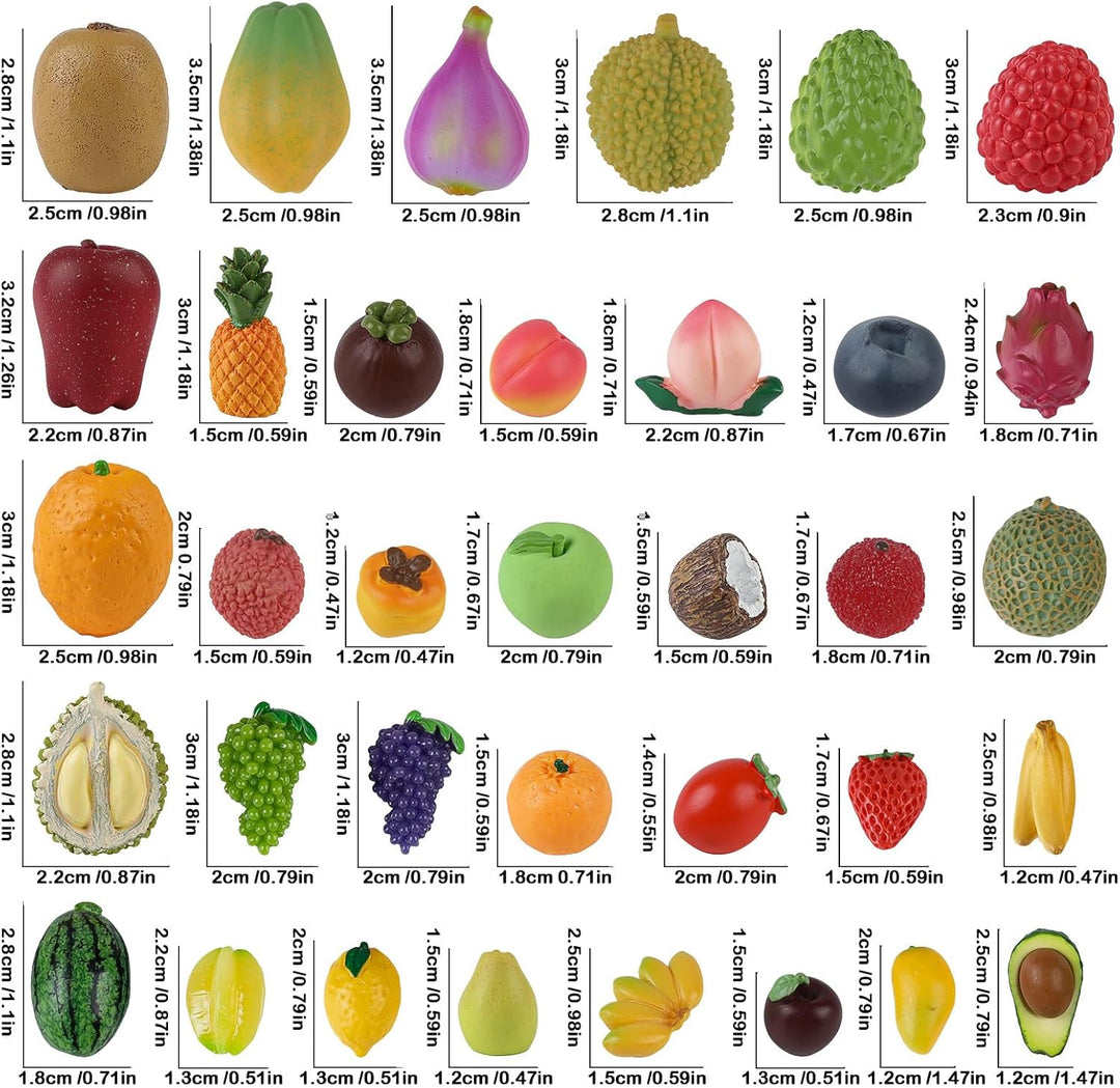 35 Stück Mini Harz Künstliche Früchte Miniatur Harz Früchte Realistische Mini Simulation Obst Erdbee