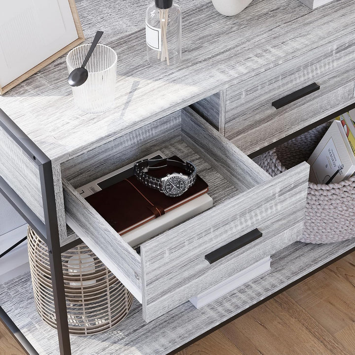 Vida Designs Brooklyn Konsolentische, Holzwerkstoff, Grau, 3 Drawer Grau 3 Drawer, Grau 3 Drawer