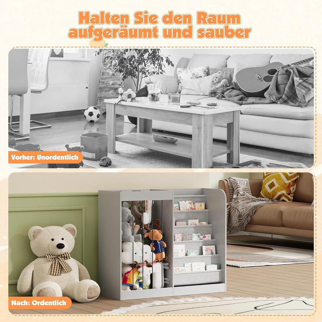 NACHES Kinder Bücherregal Spielzeugregal Kuscheltier Aufbewahrung Kinderregal Spielzeug-Organizer fü