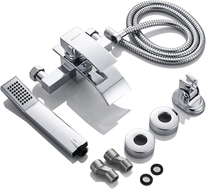 BONADE Badewannenarmatur mit Handbrause, Wannenarmatur mit Brause mit Wasserfall Auslauf, Mischbatte