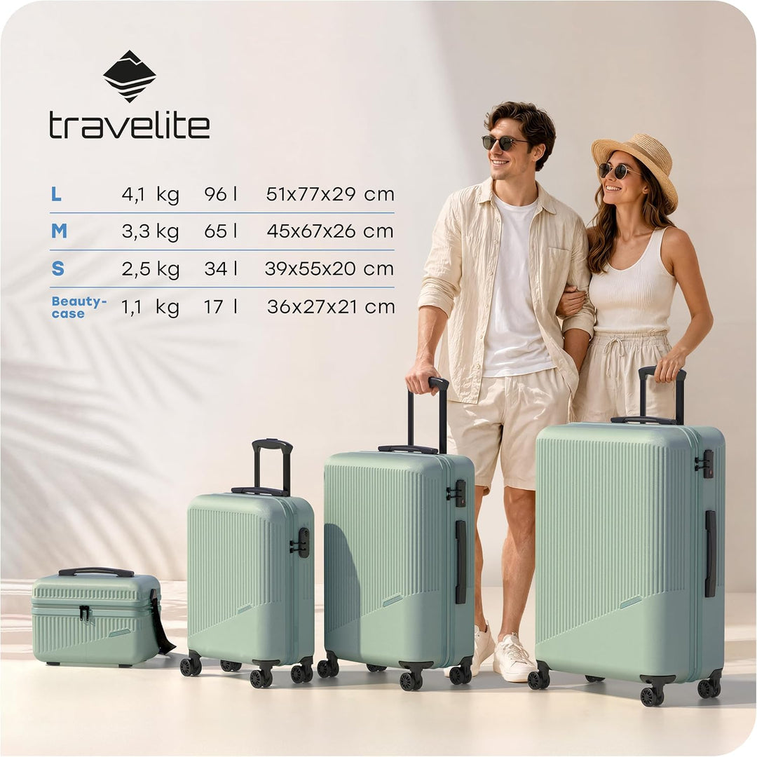 travelite 4-Rad Hartschalenkoffer mittelgross 65 Liter, Gepäck Serie BALI: ABS Hartschalen Trolley m