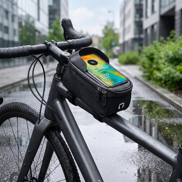Fahrrad Rahmentasche Wasserdicht, 1.5L Oberrohrtasche Handytasche mit TPU