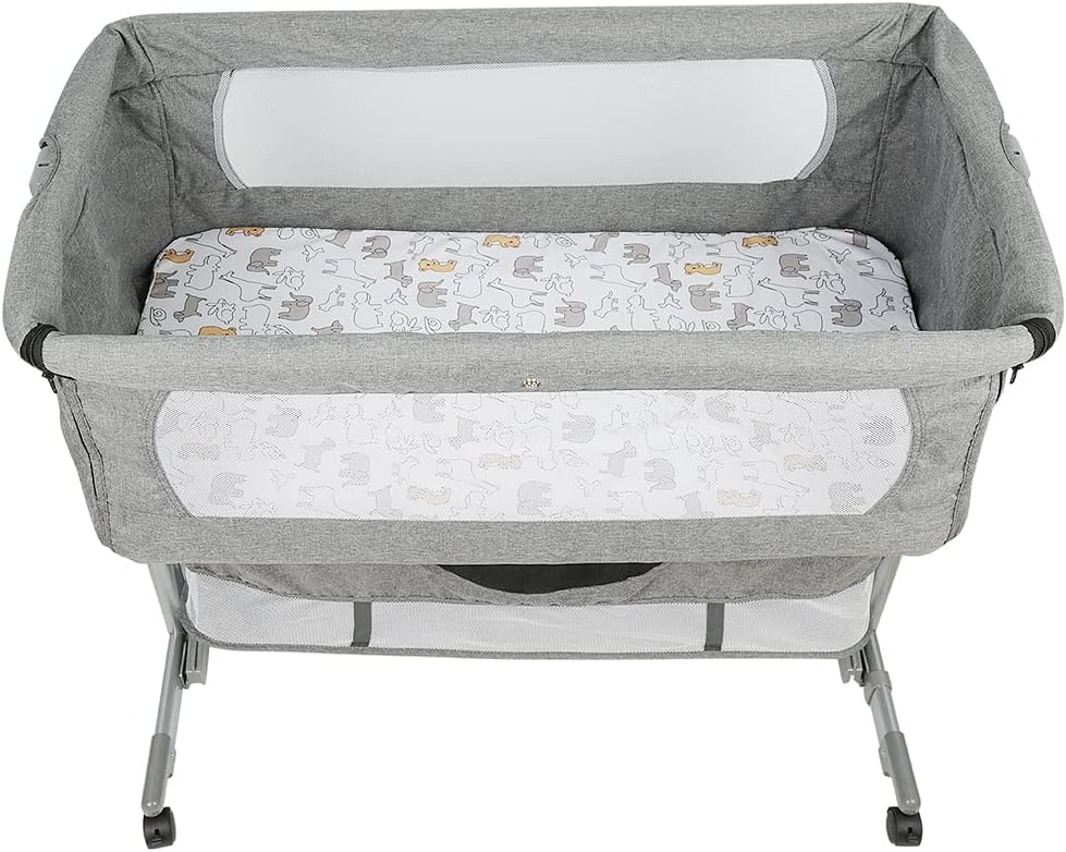 Babywiege, faltbar, tragbar, für Reisen, mit Moskitonetz, 3-in-1, höhenverstellbar + mit Matratze un