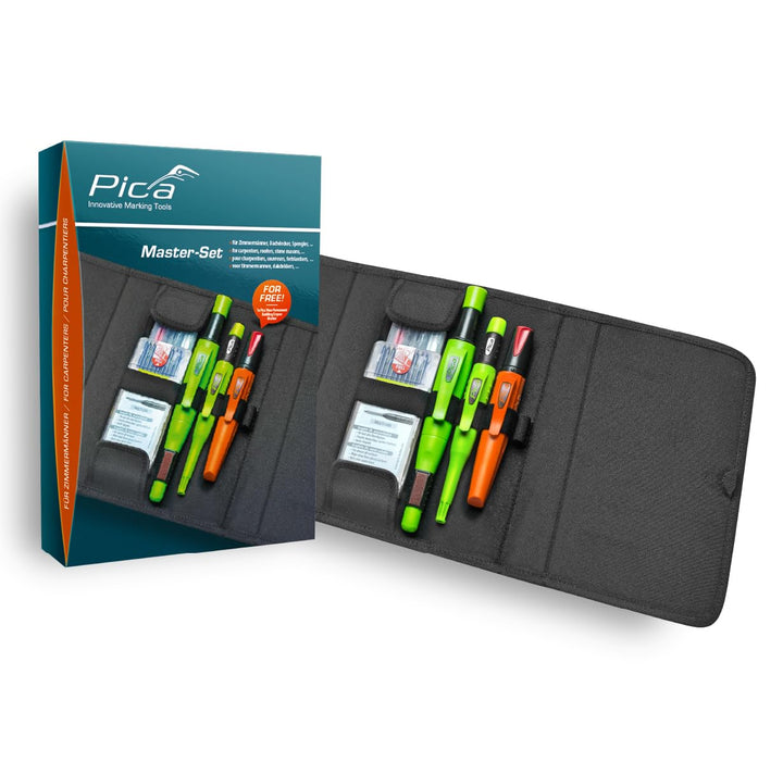 Pica 55030 Markierstift Set für Zimmermann, Zimmermannsbleistift - für Holz, Glas, Reifen, Fliesen u