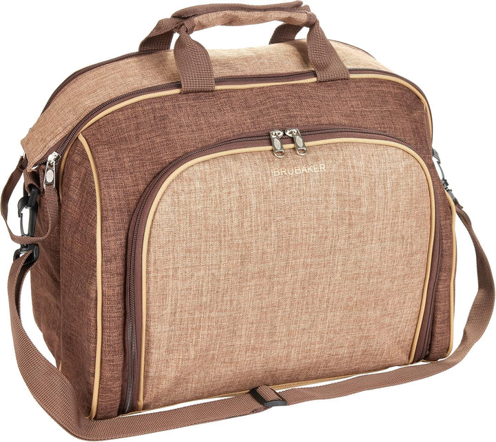 BRUBAKER Picknicktasche für 4 Personen mit Kühlfach - tragbar als Duffelbag oder Schultertasche - Br