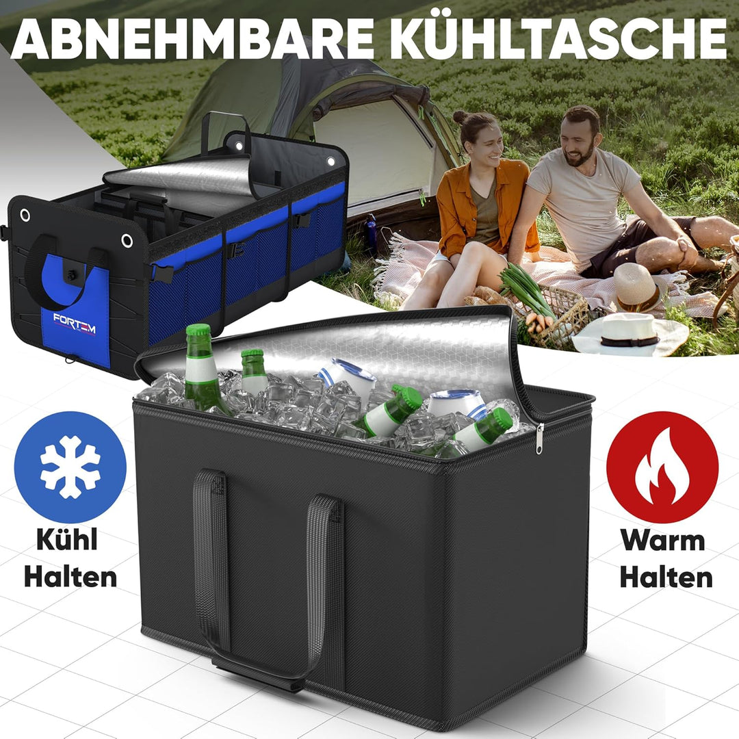 FORTEM Kofferraum Organizer, Kofferraumtasche, Zusammenklappbarer Auto Kofferraum mit Fächern, Rutsc
