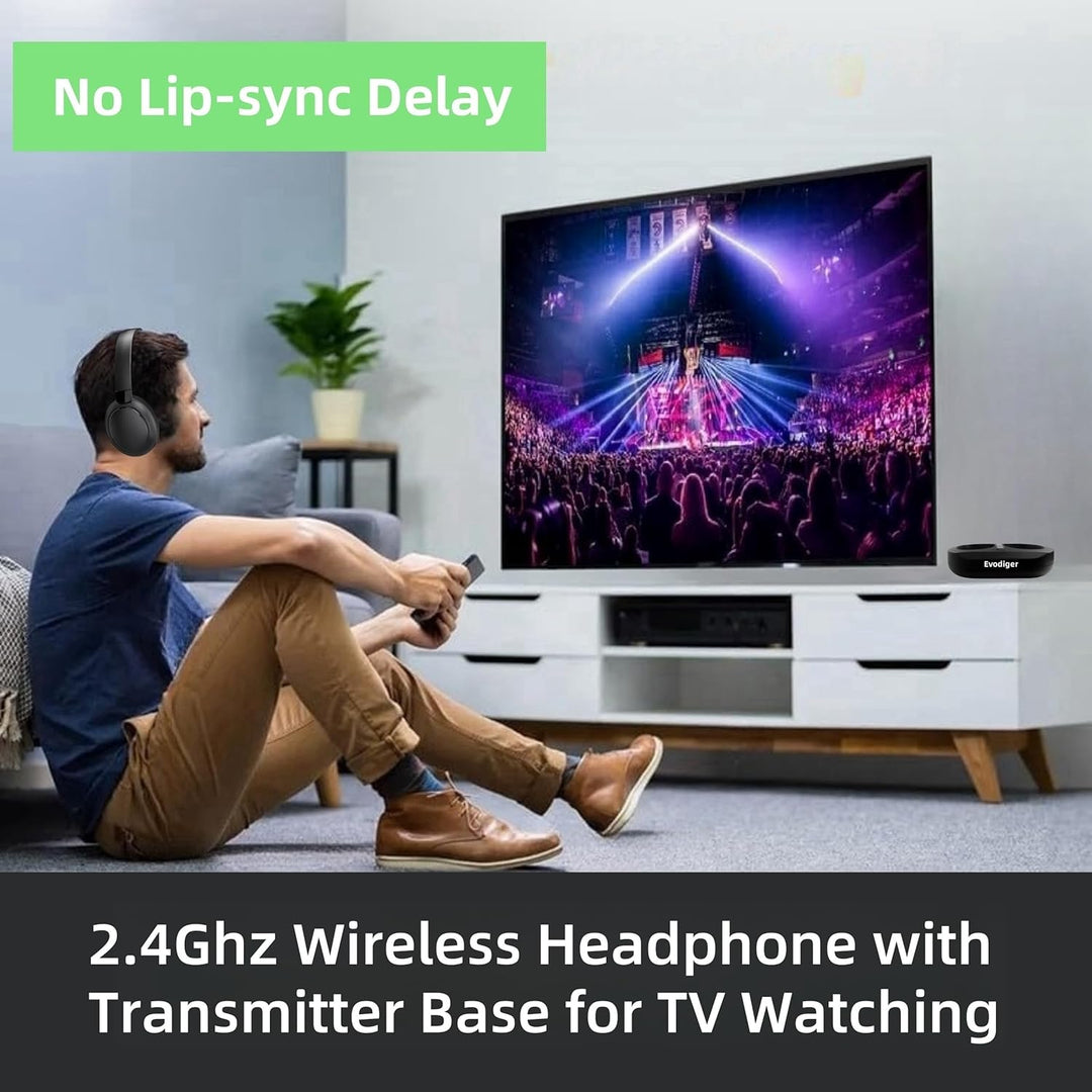 Drahtlose TV-Kopfhörer für Senioren, TV-Kopfhörer Kabellos mit Ladestation für Sender, Bequeme Over-