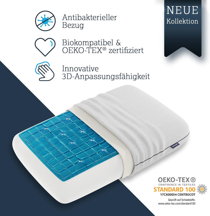 Technogel New Generation Original Deluxe Orthopädisches Nackenstütz-Kopfkissen Antibakteriell,HWS-Ge