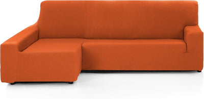 Martina Home - Elastischer Sofabezug, Eckteil Links, Modell Túnez, Stoff, Orange, 3-Sitzer langer li