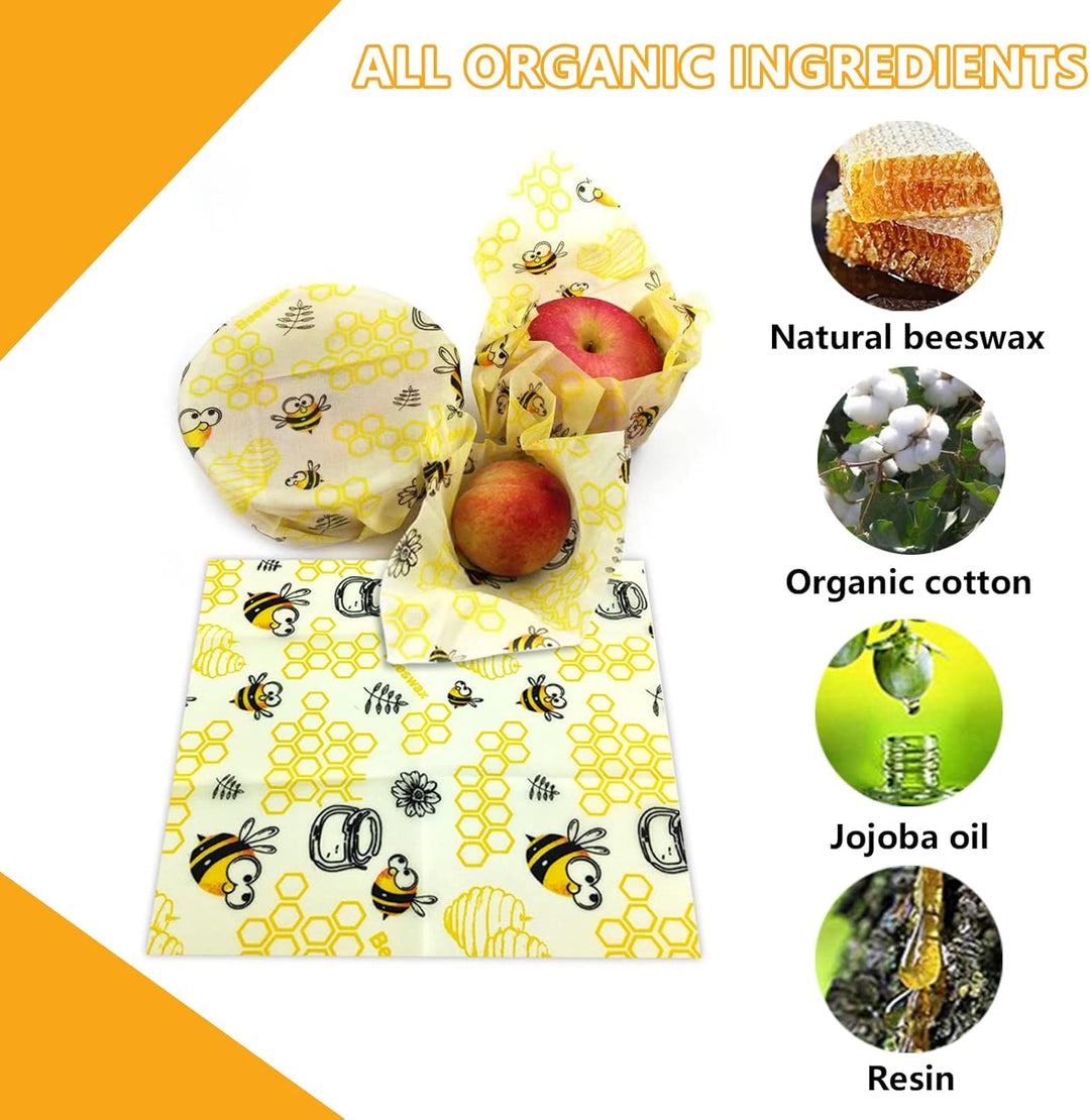 JOYBOY Bienenwachstücher,Bienenwachs-Wraps,Wiederverwendbare Bienenwachs Wraps Set aus 100*33 Wachsp