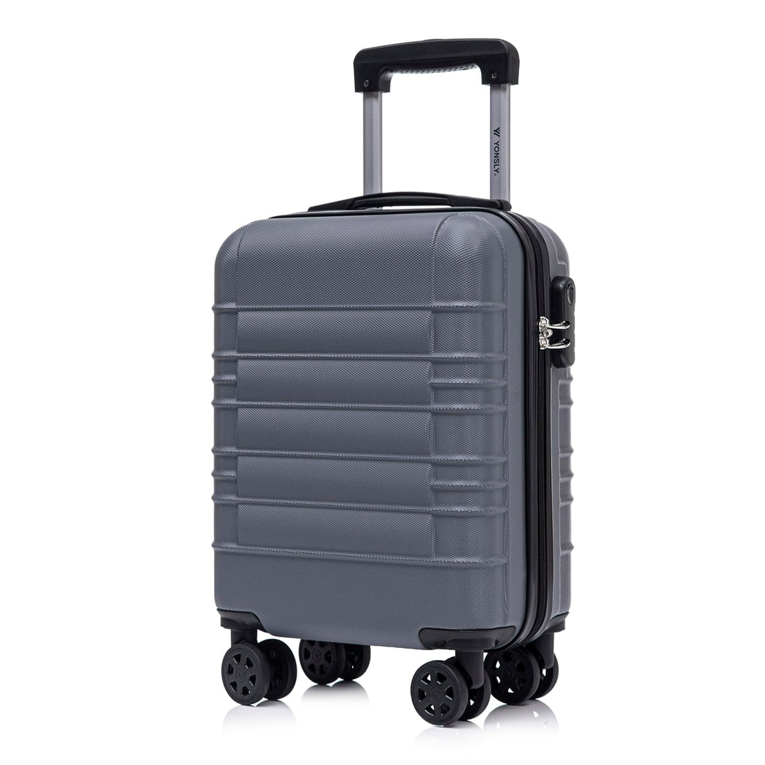 Koffer Suitcase S Grau, Trolley Reisekoffer, Kabinenkoffer Rollkoffer Handgepäck mit 4 Rollen 360°,