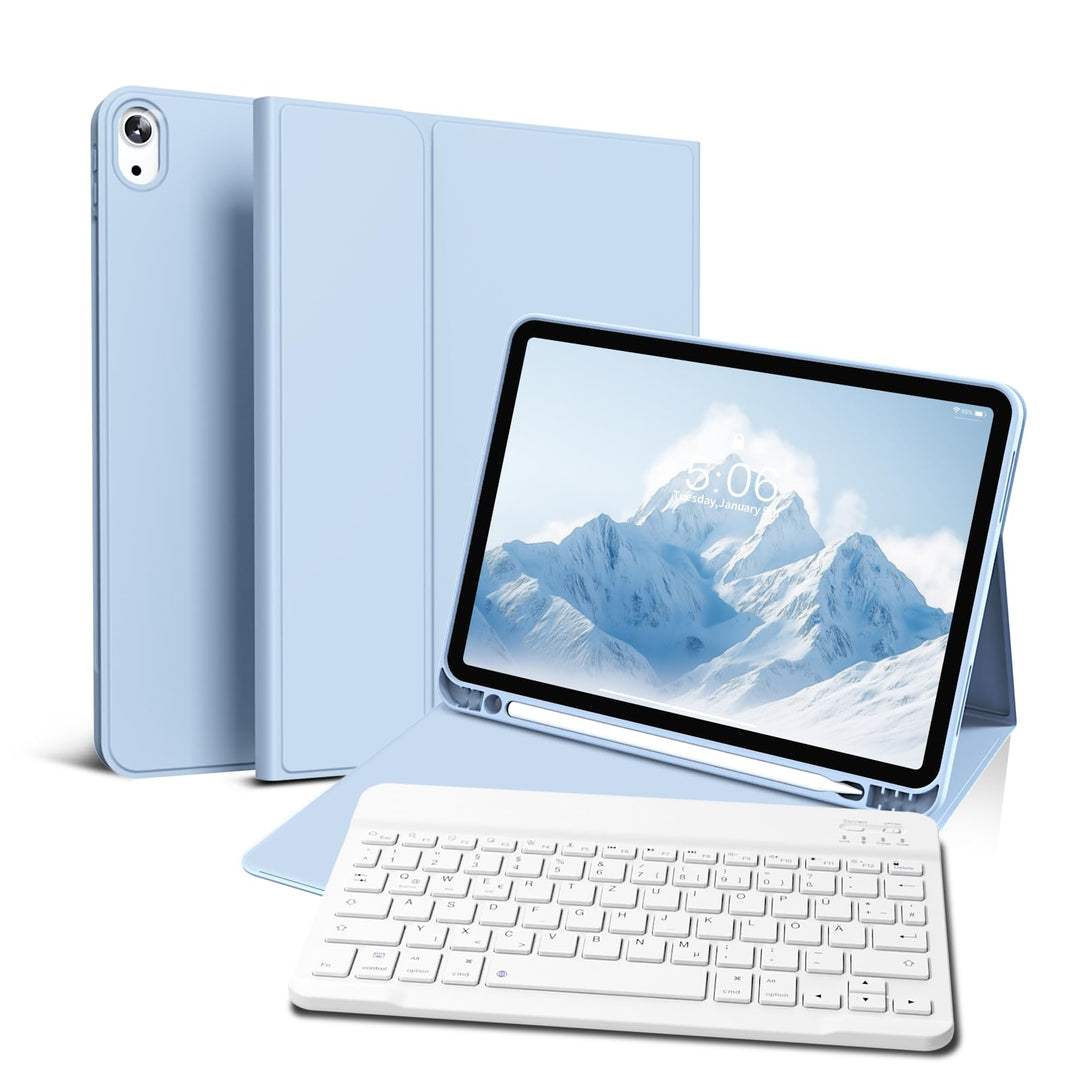 Hülle mit Tastatur für iPad Air 11 Zoll 2025 2024 (M3/M2), iPad Air 5 4 2022/2020 10,9 Zoll, Soft TP