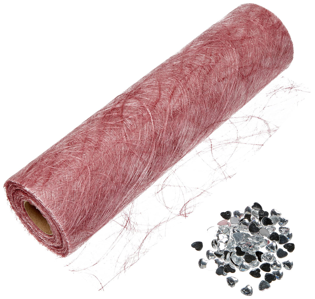 Sizoweb Tischband Altrosa - 30 cm Rolle 25 Meter + 100 Deko Herzen - 64 044 30cm Altrosa, 30cm Altro