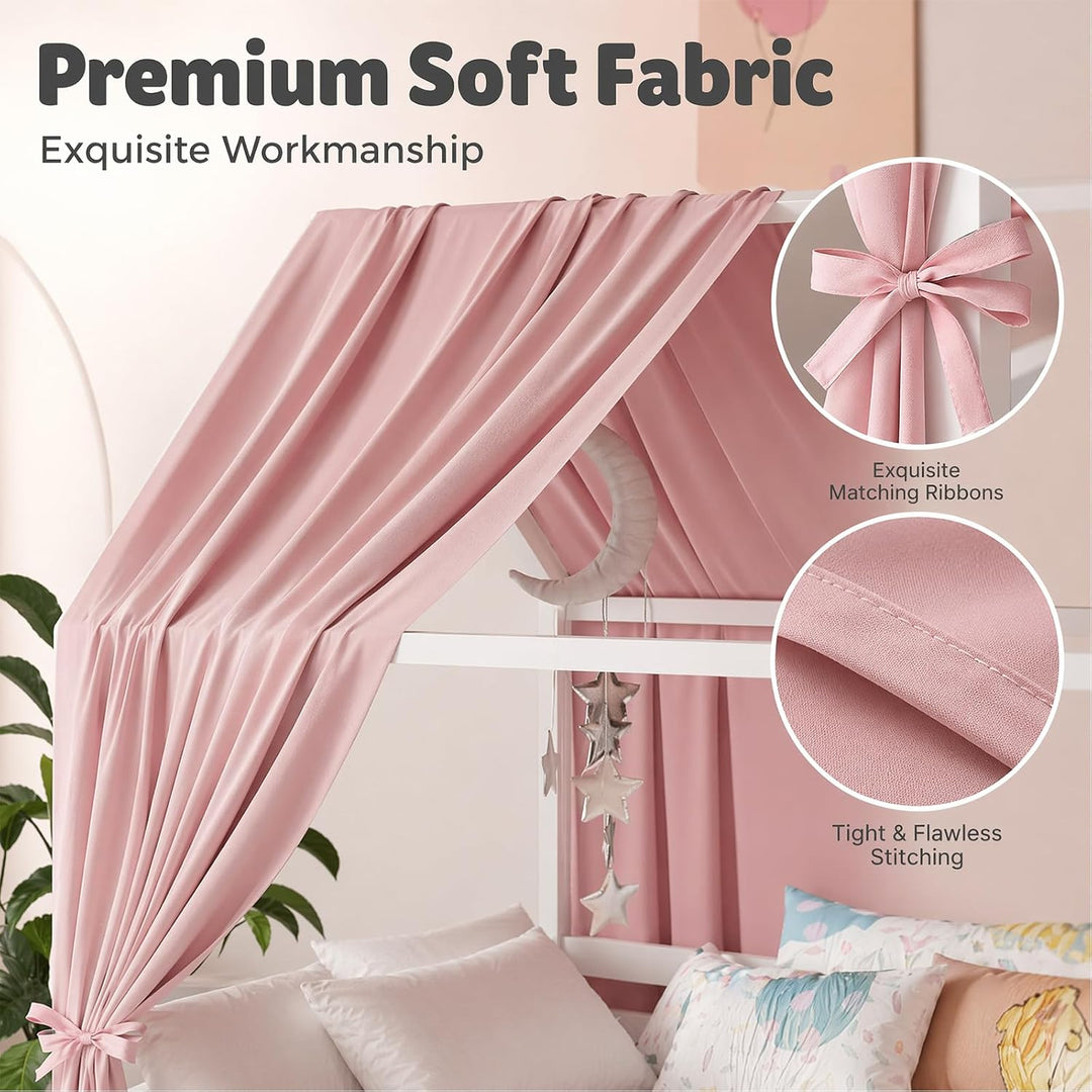 2 Stück Hausbett Himmel Set, Musselin Betthimmel für Kinderbett, weicher &amp; atmungsaktiver Baldachin