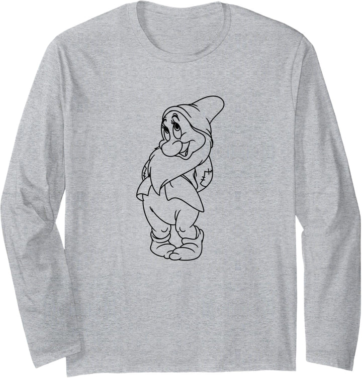 Disney Snow White Bashful Standing Simple Black Outline Langarmshirt