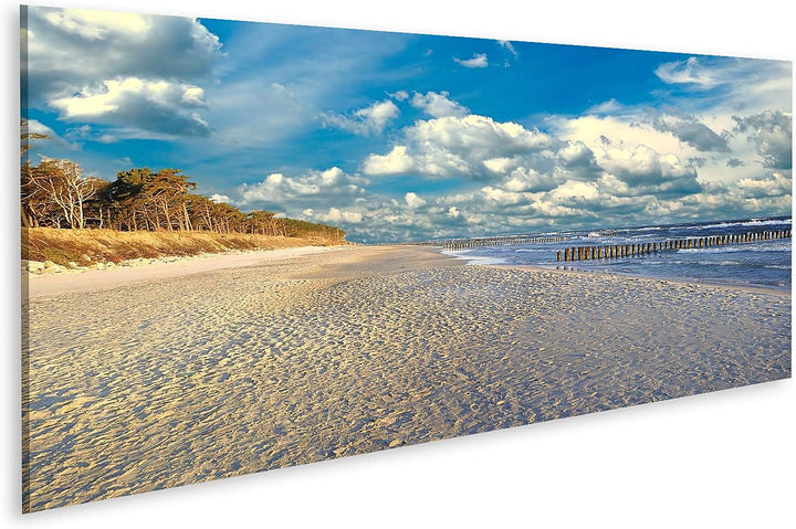 islandburner Bild auf Leinwand Ostsee Bilder Wandbilder Poster Leinwand 120x40cm - Panorama, Leinwan