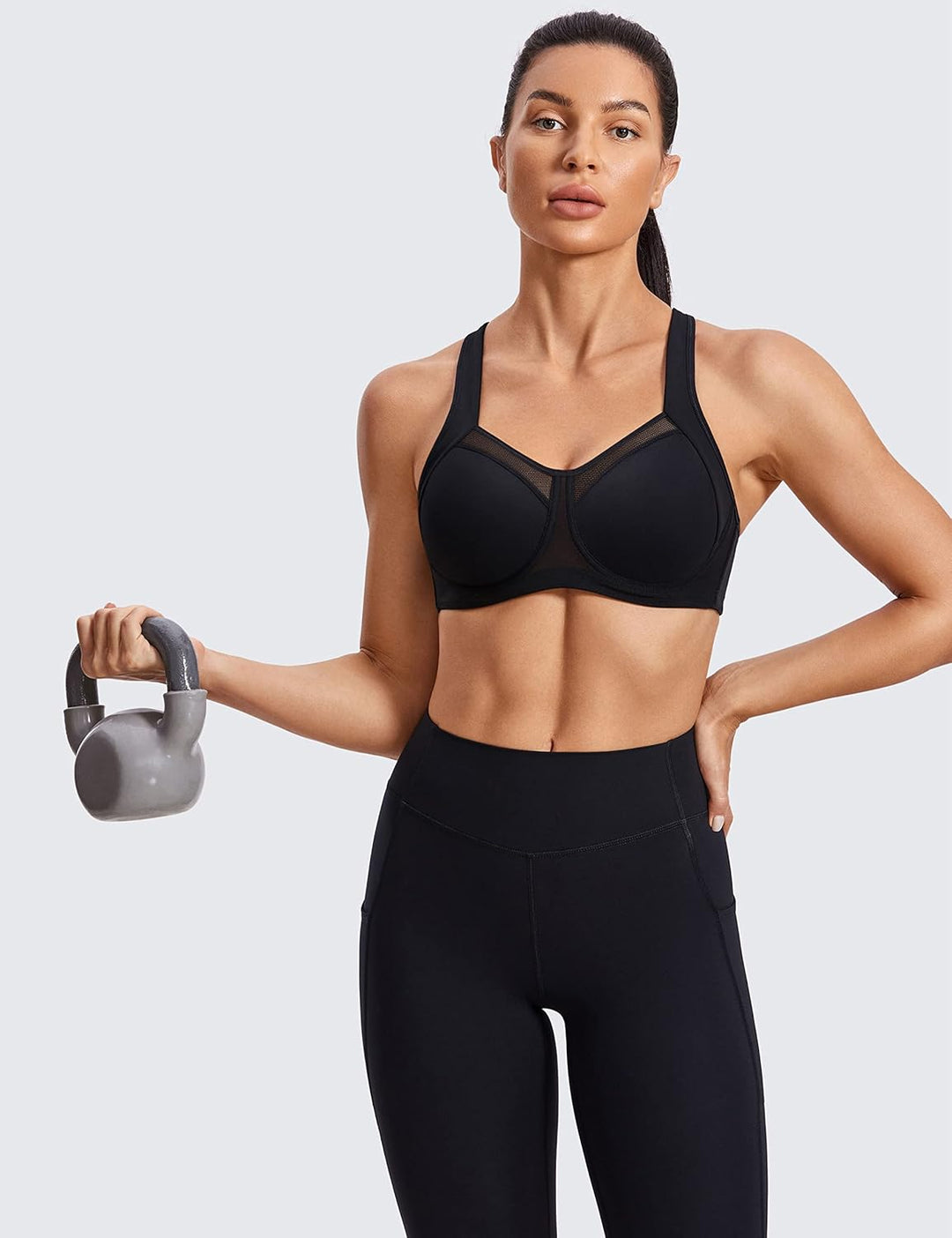 SYROKAN Damen Starker Halt Sport BH - Mesh mit Bügel Ringerrücken Ohne Einlagen Fitness Lauf Joggen