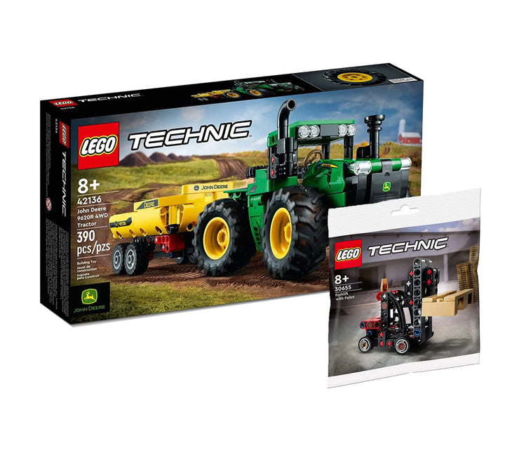 Lego Technic Set: John Deere 9620R 4WD Tractor (42136) + Gapelstapler (30655), Bauspielzeug-Set für