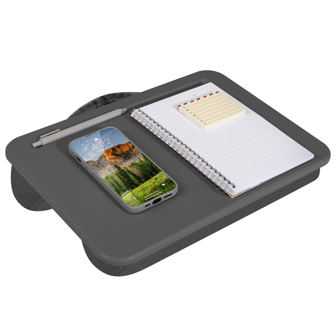 LAPGEAR 43105 Kompakter Schossschreibtisch, für Laptops bis zu 38,1 cm (15 Zoll), Anthrazit Single U