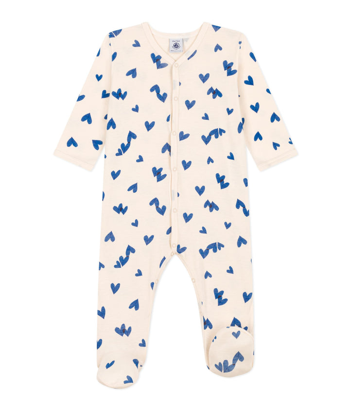 Petit Bateau Unisex Baby Pyjama zum Schlafen gut 3 Monate Weiss Avalanche / Mehrfarbig, 3 Monate Wei
