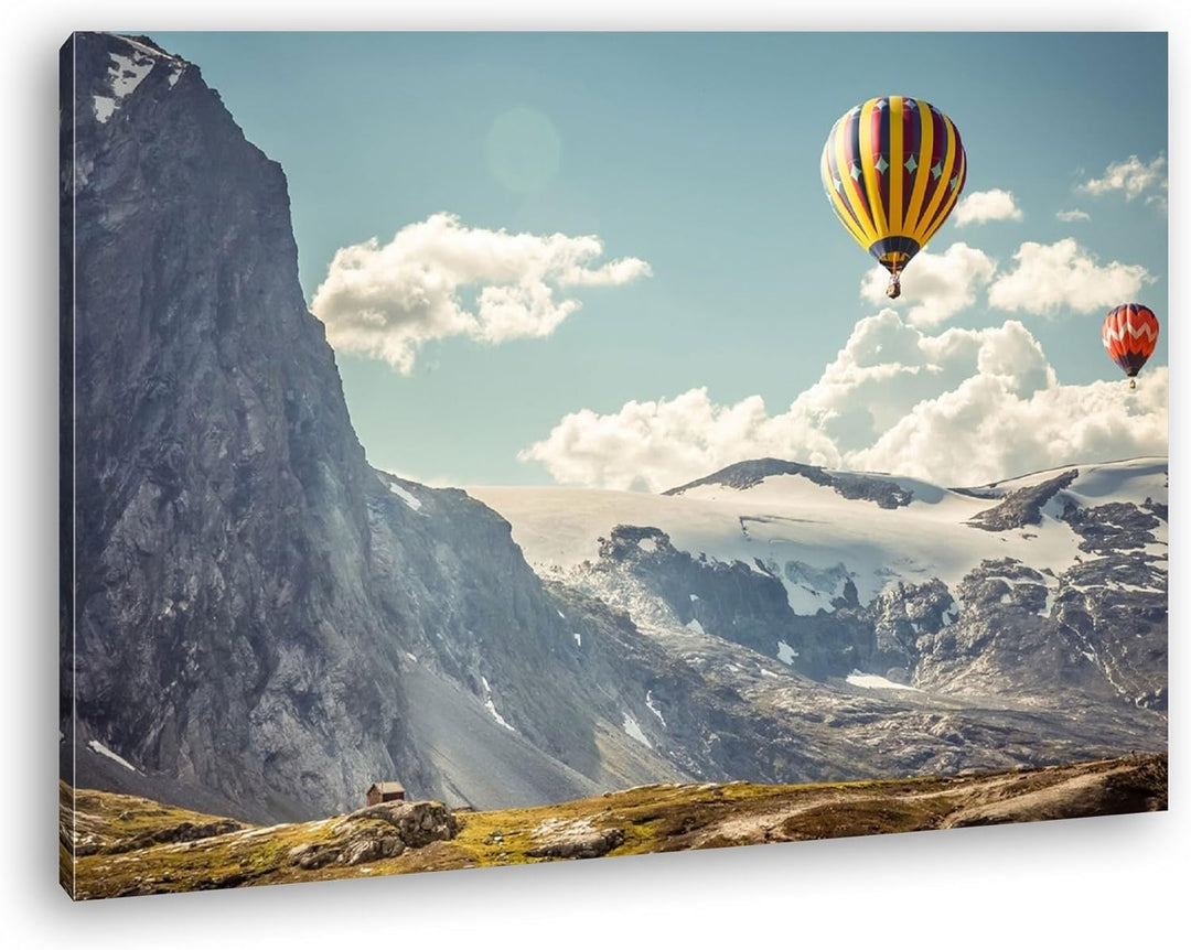 deyoli Heissluftballons im malerischen Gebirge Format: 80x60 als Leinwandbild, Motiv fertig gerahmt