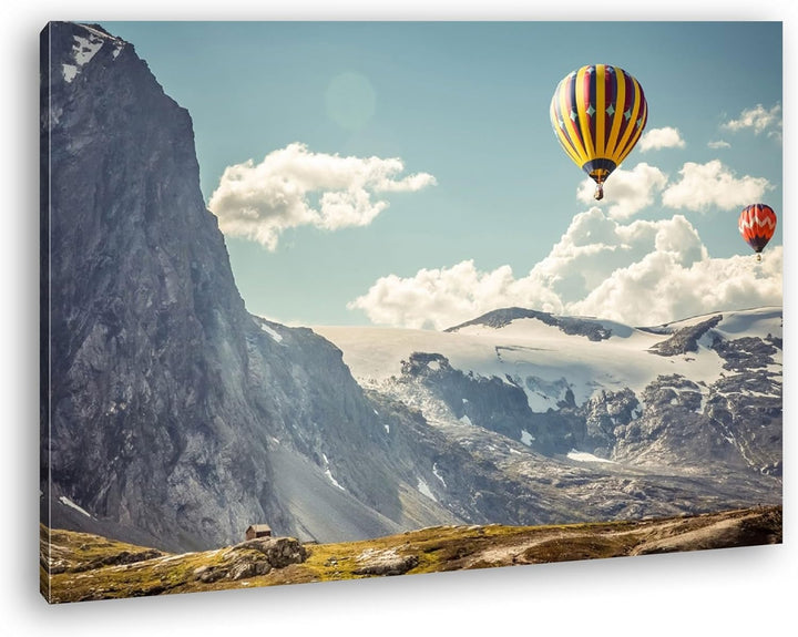deyoli Heissluftballons im malerischen Gebirge Format: 80x60 als Leinwandbild, Motiv fertig gerahmt