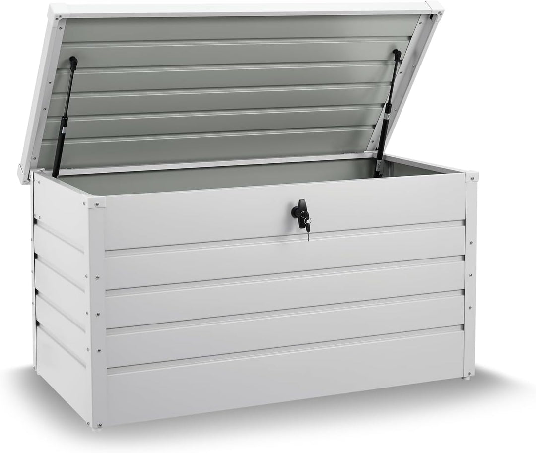Juskys Metall Aufbewahrungsbox Limani 380 Liter - Outdoor Box - wasserdicht, abschliessbar - Gartenb