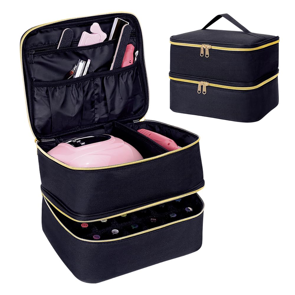 Nagellack Aufbewahrung Tasche Doppelschicht Nagellack Organizer Lagerung 30 Flaschen (15 ml / 0,5 FL