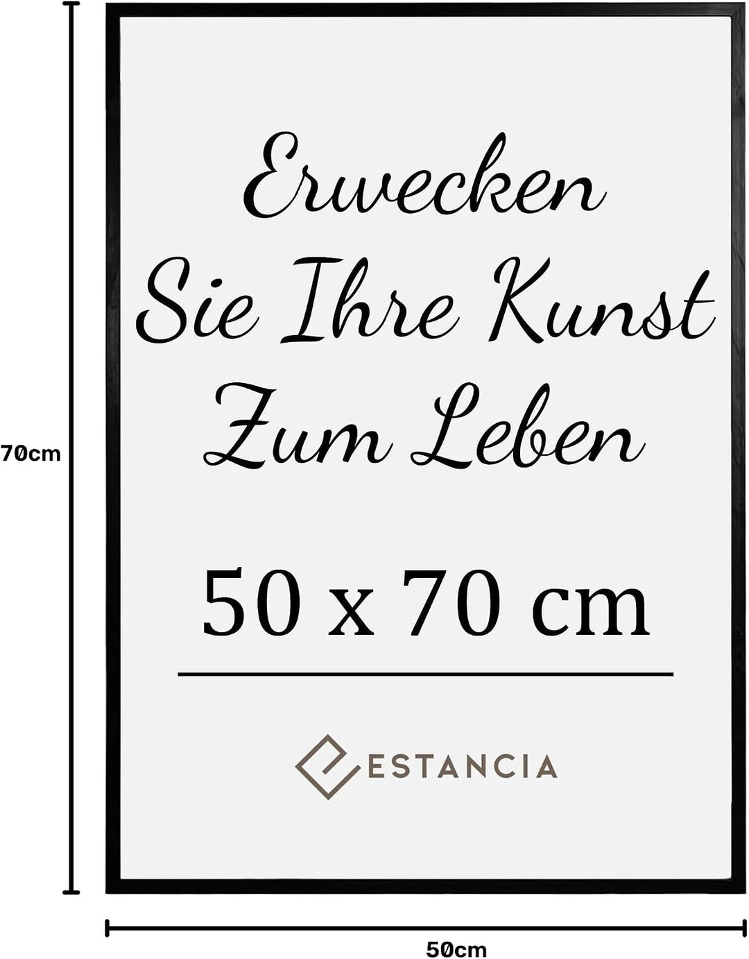Estancia Schwarzer Holz Bilderrahmen 50x70 cm mit Bruchsicheres Acrylglas | Moderner Portraitrahmen