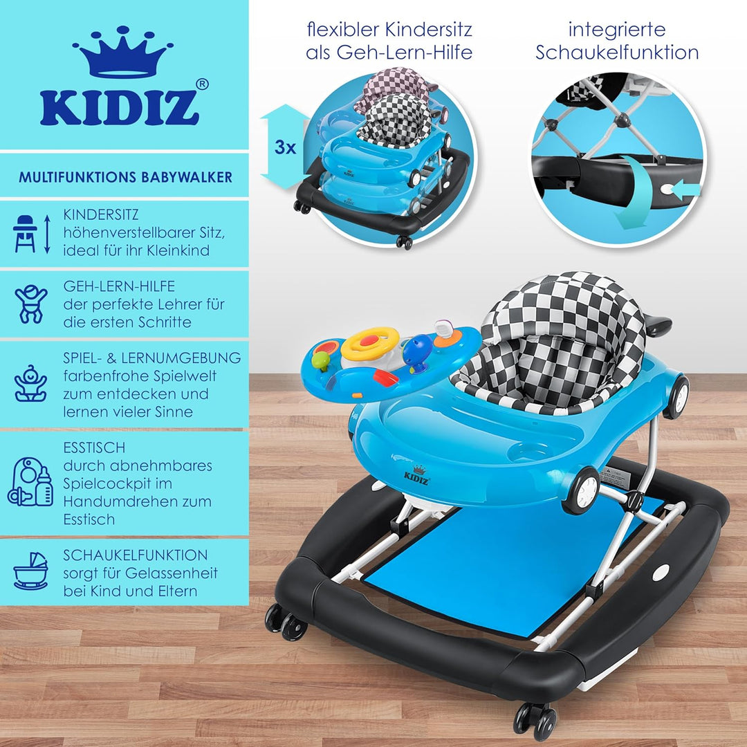 KIDIZ® 4in1 Lauflernhilfe Babywalker Spiel- und Lauflernwagen Gehfrei - Schaukelfunktion Babywippe m