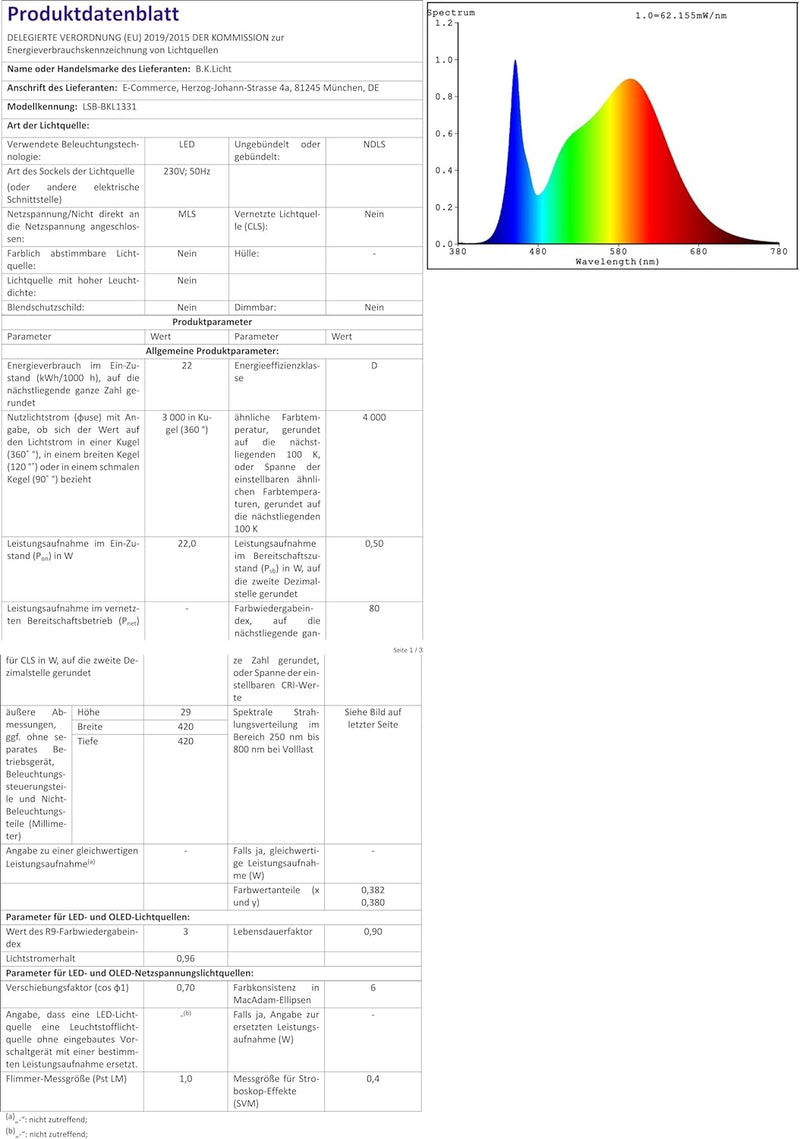 B.K.Licht - LED Deckenlampe mit indirektem Licht, ultraflach, neutralweisse Lichtfarbe, LED Panel, L