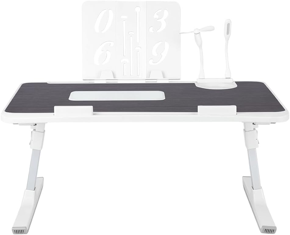 Tragbarer Computertisch, Betttisch, faltbar, aus Bambus, verstellbare Tischplatte für Laptop, mit ve
