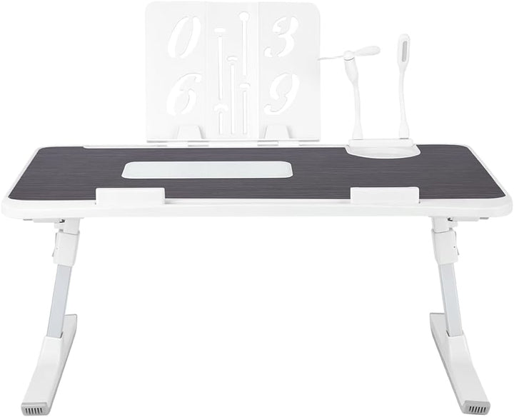 Tragbarer Computertisch, Betttisch, faltbar, aus Bambus, verstellbare Tischplatte für Laptop, mit ve