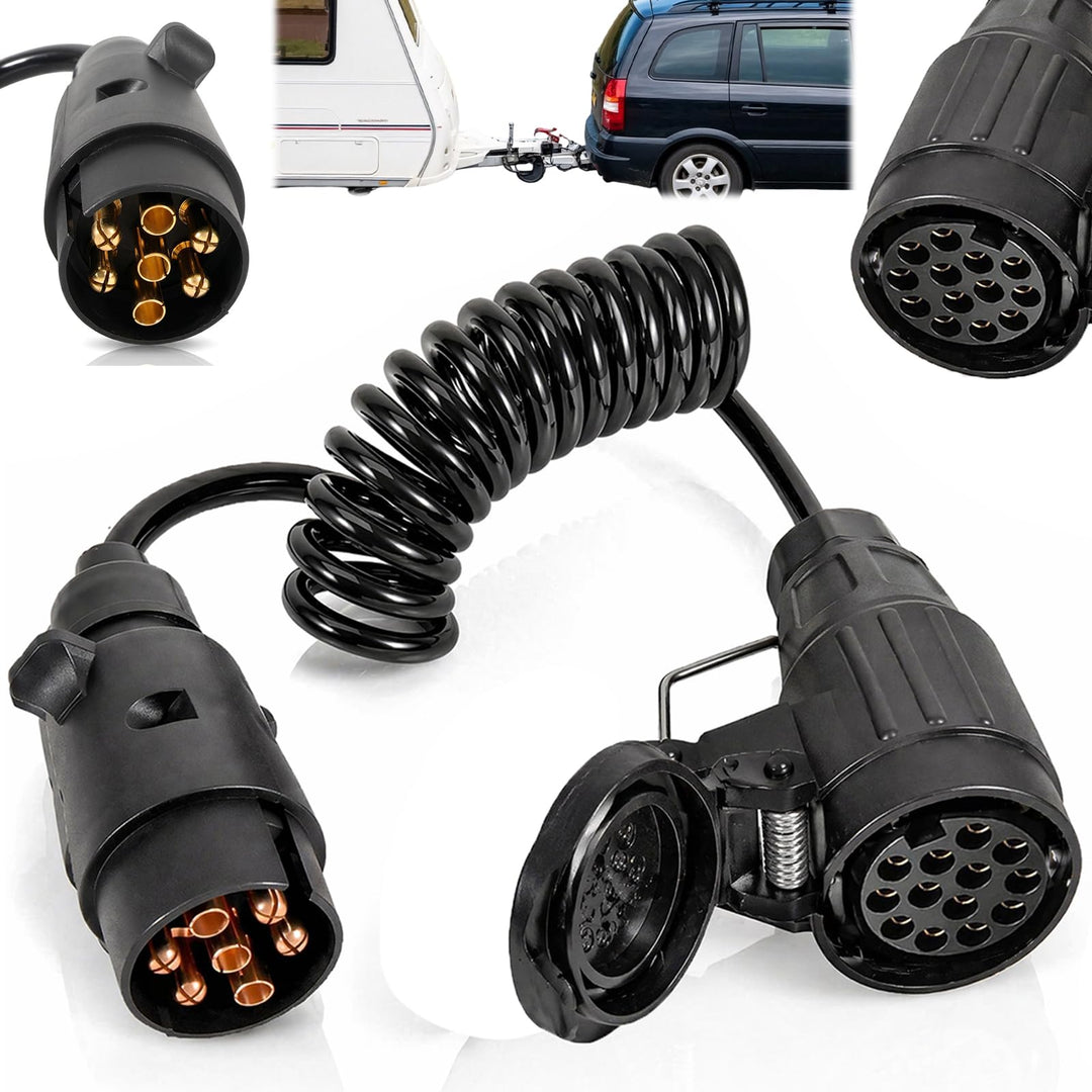 Adapter Anhänger 7 auf 13 Polig, 2M Spiralkabel | Buchse Verlängerungskabel Anhänger Kabeladapter fü