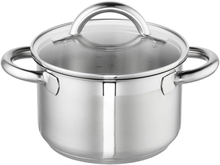 Schulte-Ufer Bratentopf Loop, 16cm, ca. 1,4 l, mit Glasdeckel, 18/10 Stahl