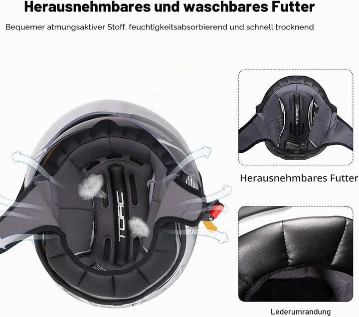 LIONCIANO Motorradhelm, ECE 22.06-zertifizierter halboffener Helm, offener Helm, Moto und Roller, Da